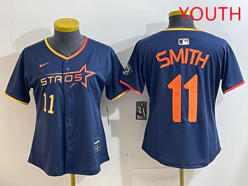 Youth Houston Astros #11 Smith Blue three generations Joint Name Nike 2025 MLB Jersey style 6